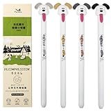 MOZXIRZ 4 Pcs Cute Dog Pens Cartoon Retractable Pens Funny Puppy Gel Pen 0.5mm Fine Point Black Ink Smooth Writing Pen for Women Girls Boys Men Office School Supplies (Pull Tongue-Dog)