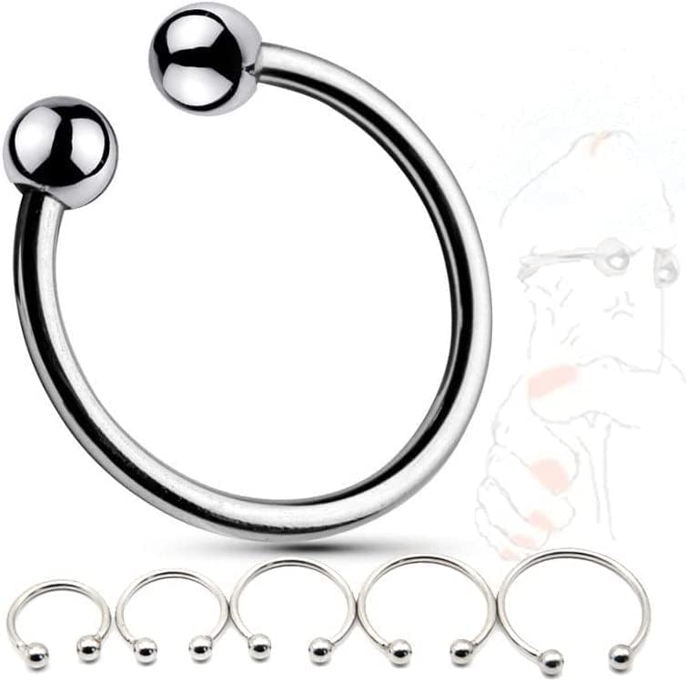 yilemeiyile Fashion Forward: Anillos de Metal para Hombre con Estilo C y Perlas Lisas, Cualquier ocasión