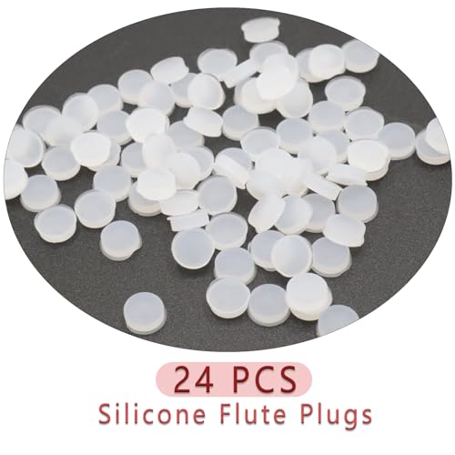 image for CashBeat 24-Pack Silicone Flute Plugs, 8mm Soft Flute Hole Covers, Uni