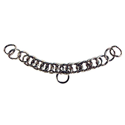 Intrepid International Stainless Steel Horse Bit Curb Chain - English Curb Chain with 24 Links, Twin Links, Bit Attachment, Loose Ring for Lip Strap, for Horse Bits