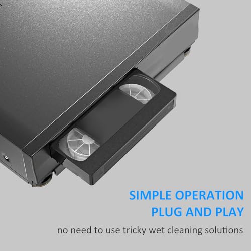 VHS VCR Head Cleaner, Video Head Cleaning Kit with Dry Technology, No Fluid Required, Reusable 50 Times, Tape Cleaning Kit for VHS VCR Players, for Car Home