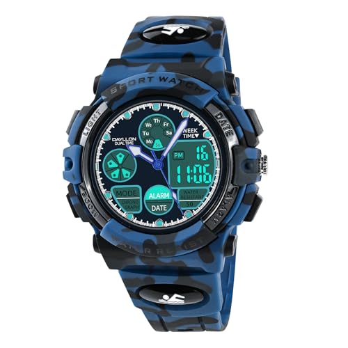 Image of Dayllon Boys Watch,Kids Watch for 5-15 Year Old Boys,Digital Sport Outdoor Multi Function Waterproof with LED Alarm Calendar Analog Watch for Kids Gifts