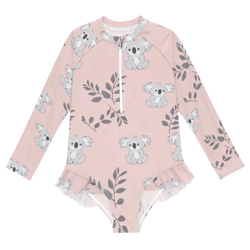 Cute Koala Girls Long Sleeve One-Piece Swimsuit UV Protection Quick Dry Swimwear Bathing Suit 20856380