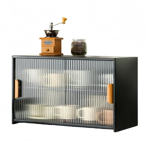 JORERAORMES卓上食器棚収納棚アクリル扉ミニキャビネットキッチン収納防塵安定性キッチン収納家庭用一人暮らし用ノルディックスタイル (長さ 55cm(棚板付き),こくしょく)