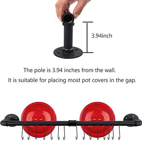 Sujoer 39.4 Inch Pot Rack Wall Mounted With 15 Hooks, Hanging Pot Pan Organizer Rack,Utensil Industrial Pipe Hanger,Heavy Duty Cast Iron Skillet Storage Rail,Cabinet Black Pots And Pans Storage #TOP2