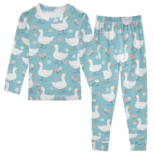 Pajama Sets Long Sleeve Ducks Boots Pattern Soft Comfy Sleepwear 2 Piece PJS 3-8T