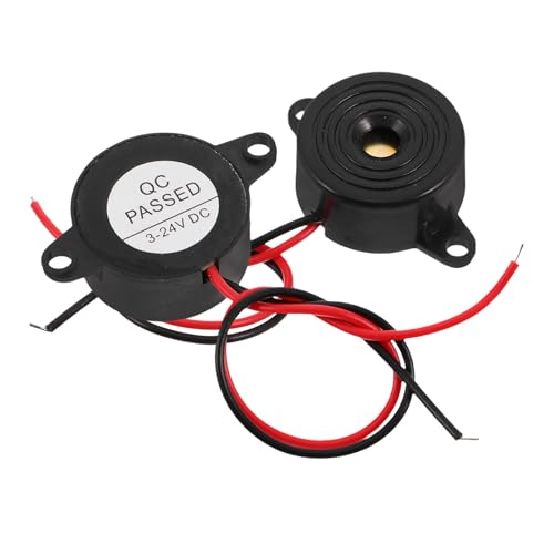 SOESFOUFU Zumbador de Alarma Piezoeléctrico Activo DC 3-24 V, 2 Piezas, Alto Decibelio para Sistemas de Seguridad Automotriz, Uso Exterior E Interior, Señal Sonora Continua para Advertencia