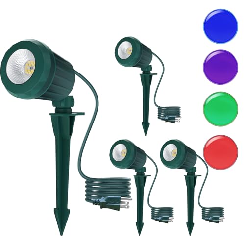 Holeva 6500K Outdoor Spotlight with 4 Lenses (4-Pack)