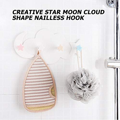 Decorative Plastic Coat Hooks, Creative Moon And Stars Self Adhesive Wall Coat Hangers Rack Robe Hat Clothes Scarves Bags Towels Hooks For Kid's Room Nursery #TOP3
