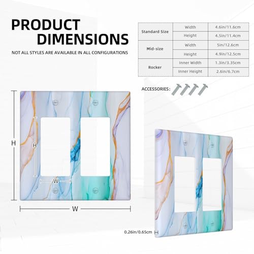 Decorative Outlet Covers Modern Ink Blue Green Marble Texure 2 Gang Light Switch Cover Plate Double Rocker Wall Plate Switch Plate Covers Faceplate for Kitchen Bathroom Home Decor