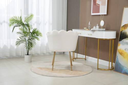 Image of Set of 2 Accent Chair for Living Room | Modern Armchair in Soft Velvet Fabric with Sturdy Legs | Premium Chair for Home Living Room Bedroom Restaurent | (Flower Design, White)