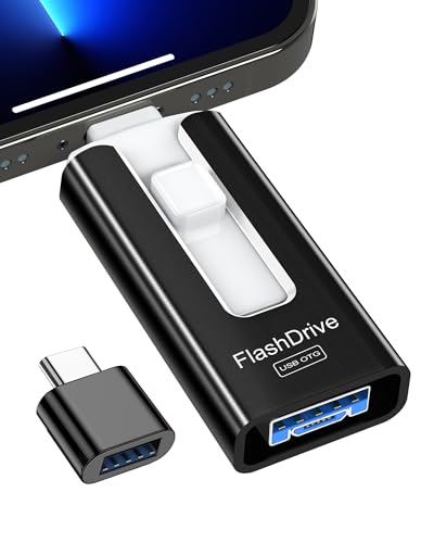 GNASEET Pendrive 256 GB de Alta Velocidad 3.0, Memoria USB Externa 4 en 1 para Phone, Móviles, Teléfonos, Computadoras y Más - Disco Duro Externo para Datos, Fotos y películas - para iOS, Android PC