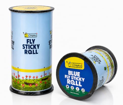 Image of Chipku Blue Sticky Fly Roll 30cm x 100m | Flying Insect Control | Non-Toxic & Odourless | Easy to use | Indoor & Outdoor Use for Farm, Poultry & Home Garden