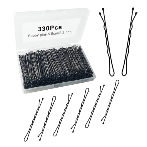 330 Pcs 2.2 Inch Black Bobby Pins Set of Hairpins with Box Premium Hair Pins for Kids Girls and Women Great for All Hair Types