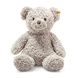 Steiff 113482 Original Plüschtier Teddybär Soft Cuddly Friends Honey, Kuscheltier ca. 48 cm, Markenplüsch Knopf im Ohr“, Schmusefreund für Babys von Geburt an, grau