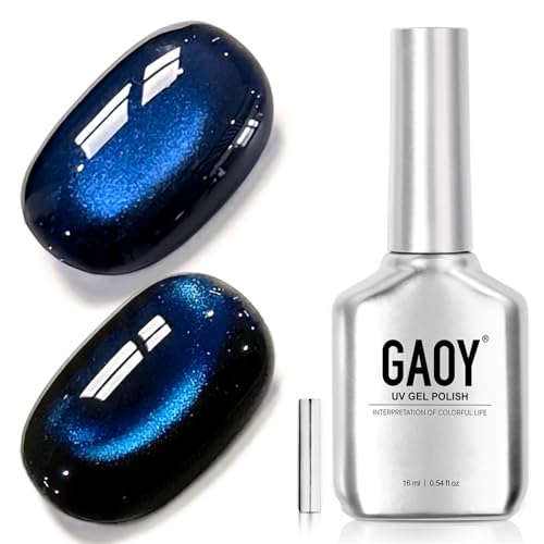 GAOY Blue Cat Eye Gel Nail Polish Set with Magnet, UV Light Cure Needed, DIY Manicure at Home, 16ml, 4374 Out of the Blue