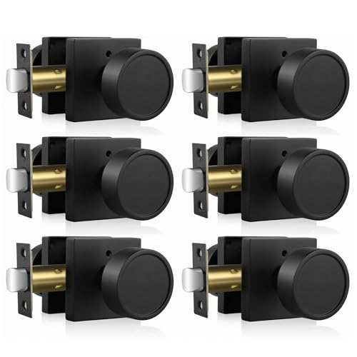 Haidms Black Interior Door Knobs, Zinc-Alloy Heavy Duty Round Matte Black Privacy Door Knobs Keyless for Bedroom Bathroom Office Bulk (6 Pack)