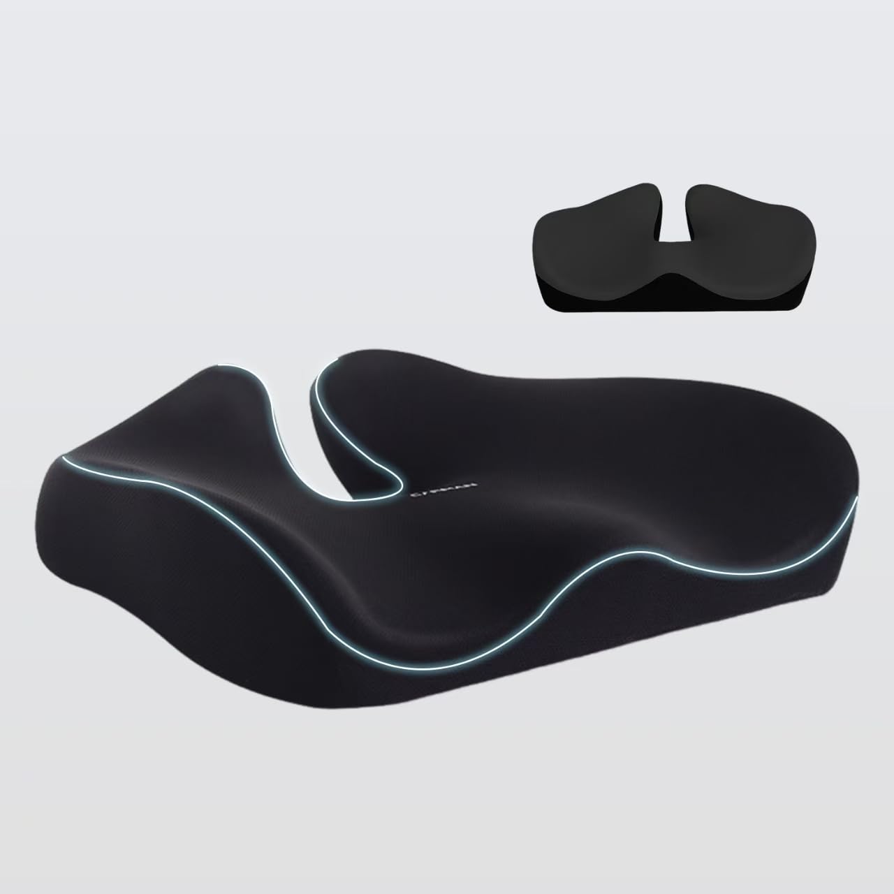 Coussin Ergonomique Bureau Mousse Mémoire Découpe Coccyx + Soutien Lombaire 43x39 Cm