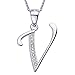 Produktbild VIKI LYNN Sterling Silber 925 Kette Halskette mit Silber und Zircon Buchstabe Alphabet V Anhaenger