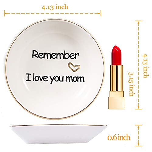 Quany Life Gold Foil Ceramic Ring Dish Decorative Trinket Plate -Remember I Love You Mom Gift Home Kitchen Decor Jewelry Tray For Mother's Day And Mother's Birthday Thanksgiving Day #TOP2