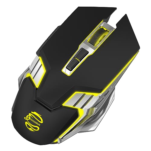 Bluetooth Mouse, Rechargeable USB Wireless and BT5.0/3.0 Dual Mode Mouse with RGB Light, Side Buttons, 2400 DPI, Ergonomic Cordless Computer Mice for Laptop Windows PC Mac MacBook Pro iPad - Black