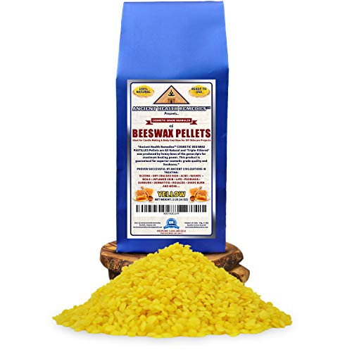 All Natural Cosmetic Grade YELLOW BEESWAX PELLETS PASTILLES Triple Filtered Ideal for DIY Skincare, Candle Making & Lip Balms by Ancient Health Remedies