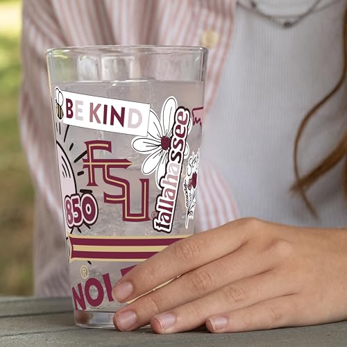 Image of Logo Brands NCAA 16 oz Pint Glass - Durable Glass With Bold Team Color- Chip-Resistant Rim Drinkware For Fans, Tailgates, Home Bars & Everyday Use