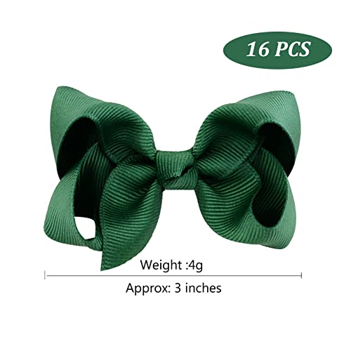 ZOCONE Hair Bows 16 PCS Clips for Girls Toddlers - School Accessory for Party Cheerleading, Holiday Gifts (Bottle Green) - Image 2