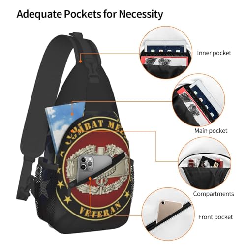 Army Combat Medic Veteran Small Crossbody Backpack Sling Bag For Men Women Mini One Shoulder Chest Bags Gym Sport Travel Hiking Daypack4