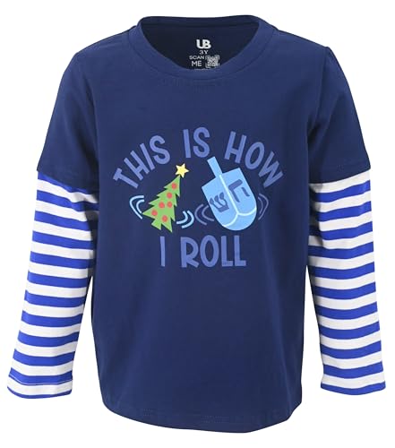 Image of Unique Baby Boys Shirts for Kids and Toddlers Striped Layered Long Sleeve with Embroidery