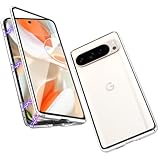 QUIETIP Case Compatible with Google Pixel 9 Pro XL,Magnetic Body Metal Frame Double Sided Clear Tempered Glass Cover,Silver