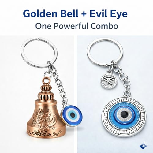 Image of AutokraftZ Blue and Silver Evil Eye Keychain for Bike /Car - Stylish, Protective & Anti-Rust Key Ring, Durable Design, Perfect for Riders & Drivers, Adds Unique Touch to Your Vehicle (Pack of 1)