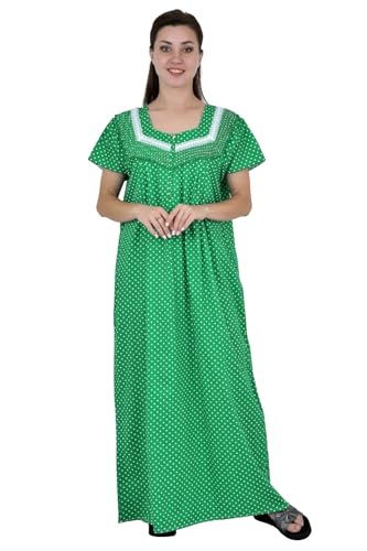 Image of Onekbhalo Women's- Full Sleeves-Feeding- Nursing- Maternity Nighty /Maxi /Gown /Nightdress /Nightwear- Hosiery Cotton Fabric- Floral Print- Embroidery with Zip