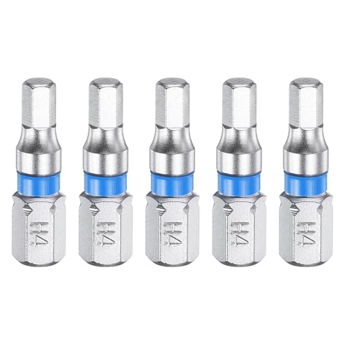 sourcing map 5pcs Hex Screwdriver Bit H4 1/4 Hex Shank 25mm/1 Length Magnetic Hexagonal Head Bits S2 Steel Electric Screw Driver Bit