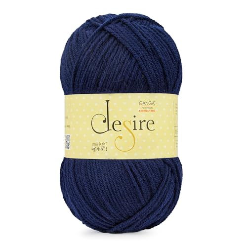 Image of Ganga Acrowools Acrylic Desire Hand Knitting and Crochet Yarn. Pack of 1 Ball - 100Gms. Shade No - (Diss 040)