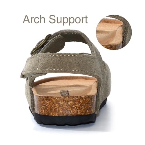 Kids Toddler Suede Sandals Cork Footbed Arch Support Slipper Boys Girls Summer Sandal with Adjustable Buckle and Back Strap Non Slip Open Toe Kid Slippers3