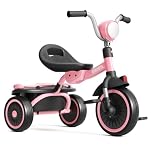 KORIMEFA Kids Tricycles for 1-3 3-5 years old, Toddler Gift Trike with Storage Basket, Boys Girls Bike with Adjustable Seat & Night Reflector, Balance Training Bicycle, Kids Toy Outdoor Indoor