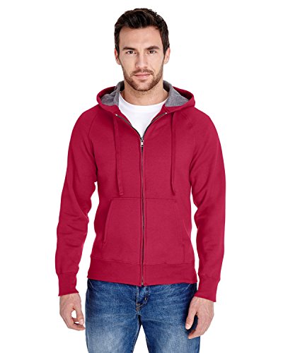 Hanes Mens Nano Premium Lightweight Full Zip Hoodie Deep Red