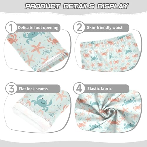 ZZKKO Girls Leggings Cute Cartoon Crabs Starfish Toddler Girls Clothes Leggings for Girl Toddler Girl Trousers3