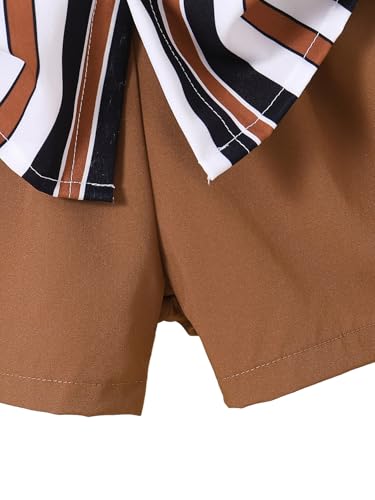 Image of Boys 2 Pieces Summer Outfits Short Sleeve Button Down Striped Shirts and Shorts Sets for Kids