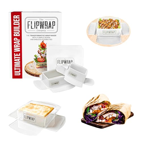The Flipwrap Tortilla Wrap Maker Kit | Ultimate Wrap Builder for 7 and 10 Tortillas | Alternative to Burritos and Quesadillas | Perfect for Kid's Lunches | Tamper Cutter and Storage Box Included