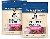 Golden | Rewards Pigs in a Blanket Dog Treats Chicken Wrapped Pork Sausage, Chicken Wrapped Jerky Dog Treats Air Dried, No Corn Wheat Soy Artificial Preservatives, 2 Pack 16 oz
