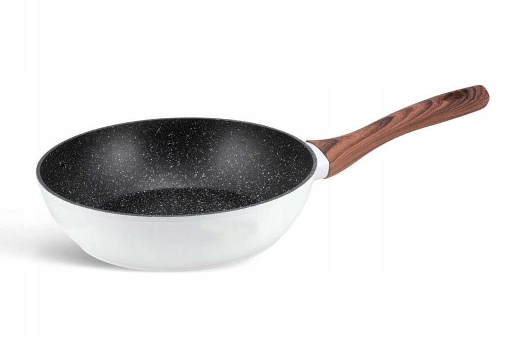 Lot de 21 Casseroles, Revêtement Marbré, Couvercles en Verre, Blanc | Compatible tous feux dont induction, antiadhésif céramique effet marbré, set complet poêles et ustensiles de cuisine