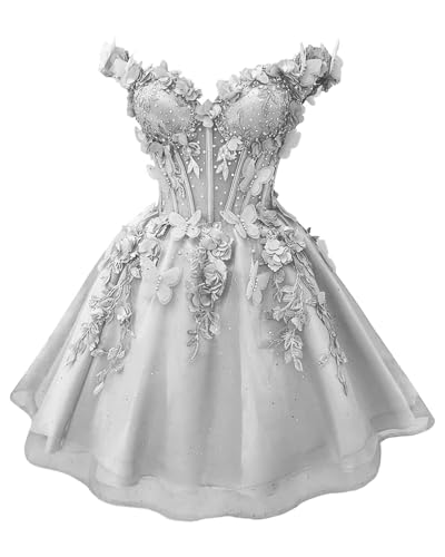 Women's Tulle Homecoming Dresses Short - 3D Butterfly Off Shoulder Beaded Cocktail Lace Homecoming Dress for Teen 2025
