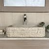 Shades of Nature Rectangle Bathroom Vanity Sink Above Counter Vessel Undercounter or Apron Front Farmhouse Installation Styles 100 Stone Handcarved Free Matching Tray Tan Travertine