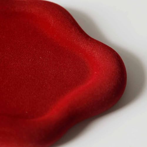 Image of Jewelry Dish Trinket Tray for Women, Ring Dish Holder, Unique Cloud Shape Ceramic Plate Cute Things Vanity Aesthetic Room Decor Mother's Day Birthday (Flocked Scarlett)