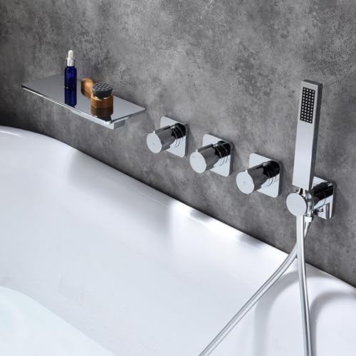 Ensemble de pommeau de douche et robinet cascade design chrome haut de gamme