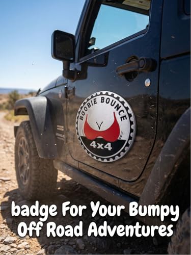 Image of 2 PCS Boobie Rated Car Emblem, 4 x 4 Metal Automotive Badge, 3D Round Metal Car Badges Emblems, Car Badge Decals Stickers Compatible with Jeep Wrangler Vehicles Trucks SUV RV (Boobie)