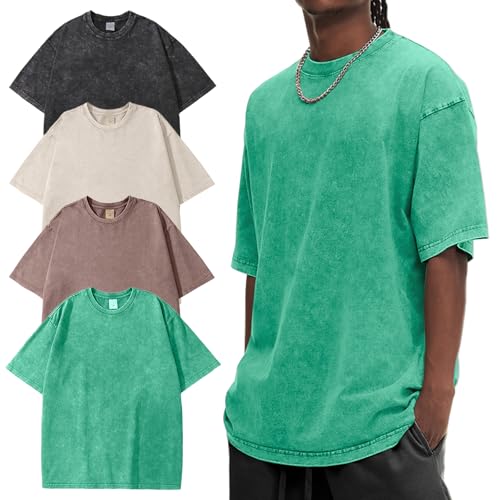Image of Eiscntd Mens Oversized T-Shirts Heavyweight Cotton Vintage Unisex Baggy Tee