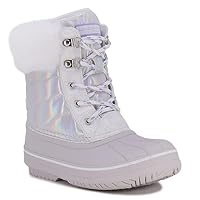 LONDON FOG Bell Court Girls Cold Weather Warm Lined Snow Boots, silver, 4 UK Child